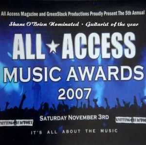 All Access Magazine Music Awards 2006 Nomination for Shane O'Brien